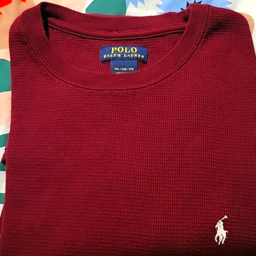 Polo by Ralph Lauren men's wine color, long sleeve thermal shirt, size 2x